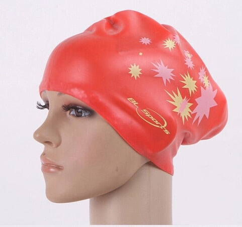 Women Swimming caps Silicone Super Large Long Hair Girls Waterproof Big Size Swim hat for Lady Diving Equipment Ear Cup Protect