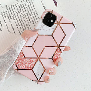 Lovebay Geometric Marble Texture Phone Cases For iPhone 11 X XR XS Max 11 Pro Max Soft IMD Cases Cover For iPhone 6 6S 7 8 Plus