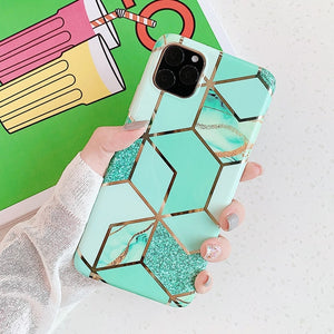 Lovebay Geometric Marble Texture Phone Cases For iPhone 11 X XR XS Max 11 Pro Max Soft IMD Cases Cover For iPhone 6 6S 7 8 Plus