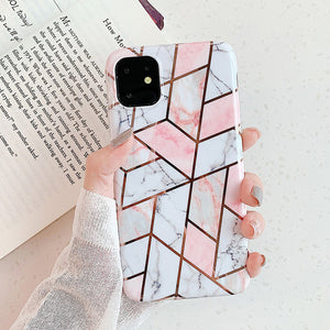 Lovebay Geometric Marble Texture Phone Cases For iPhone 11 X XR XS Max 11 Pro Max Soft IMD Cases Cover For iPhone 6 6S 7 8 Plus