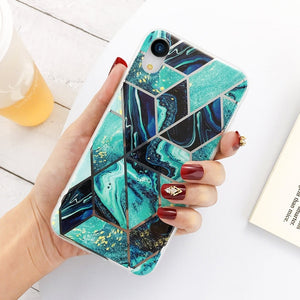 Lovebay Geometric Marble Texture Phone Cases For iPhone 11 X XR XS Max 11 Pro Max Soft IMD Cases Cover For iPhone 6 6S 7 8 Plus