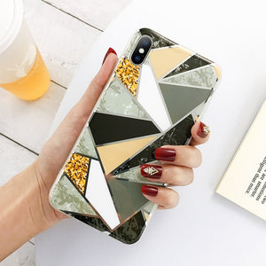 Lovebay Geometric Marble Texture Phone Cases For iPhone 11 X XR XS Max 11 Pro Max Soft IMD Cases Cover For iPhone 6 6S 7 8 Plus