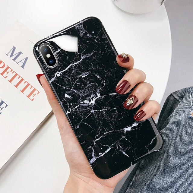 Lovebay Geometric Marble Texture Phone Cases For iPhone 11 X XR XS Max 11 Pro Max Soft IMD Cases Cover For iPhone 6 6S 7 8 Plus