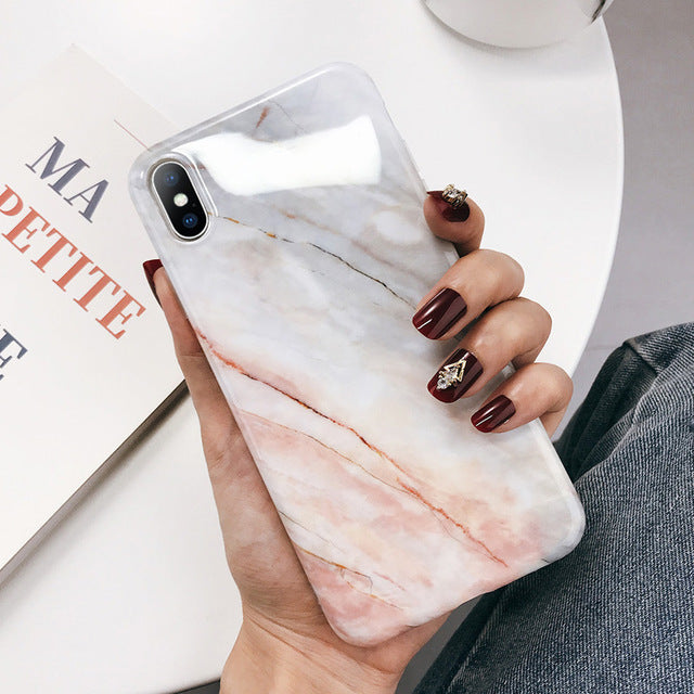 Lovebay Geometric Marble Texture Phone Cases For iPhone 11 X XR XS Max 11 Pro Max Soft IMD Cases Cover For iPhone 6 6S 7 8 Plus