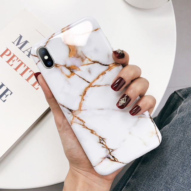 Lovebay Geometric Marble Texture Phone Cases For iPhone 11 X XR XS Max 11 Pro Max Soft IMD Cases Cover For iPhone 6 6S 7 8 Plus