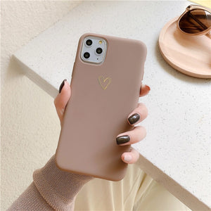 N1986N Phone Case For iPhone 11 Pro X XR XS Max 6 6s 7 8 Plus Fashion Cute Cartoon Gold Love Heart Soft TPU For iPhone 11 Cover