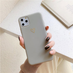 N1986N Phone Case For iPhone 11 Pro X XR XS Max 6 6s 7 8 Plus Fashion Cute Cartoon Gold Love Heart Soft TPU For iPhone 11 Cover
