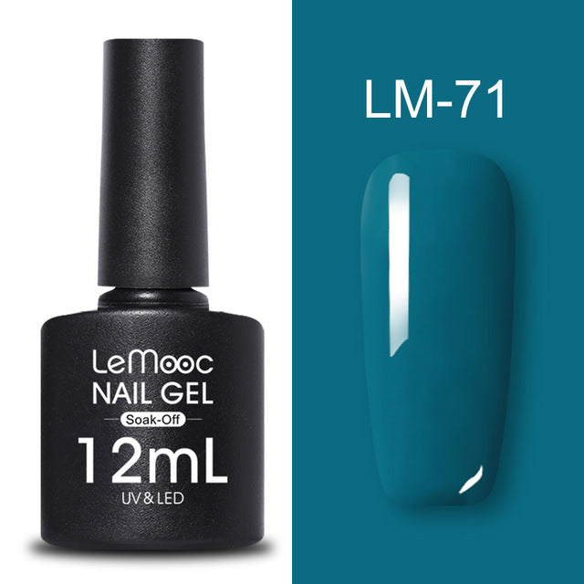 LEMOOC 12ml Colorful Gel Nail Polish Shiny Glitter Sequins Soak Off Nails Painted UV LED Gel Nail Art Design Gel Varnish