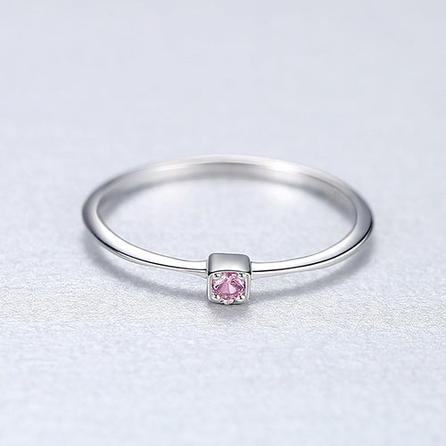 CZCITY Genuine 925 Sterling Silver VVS Green Topaz Wedding Rings for Women Minimalist Thin Circle Gem Rings Jewelry Carving S925