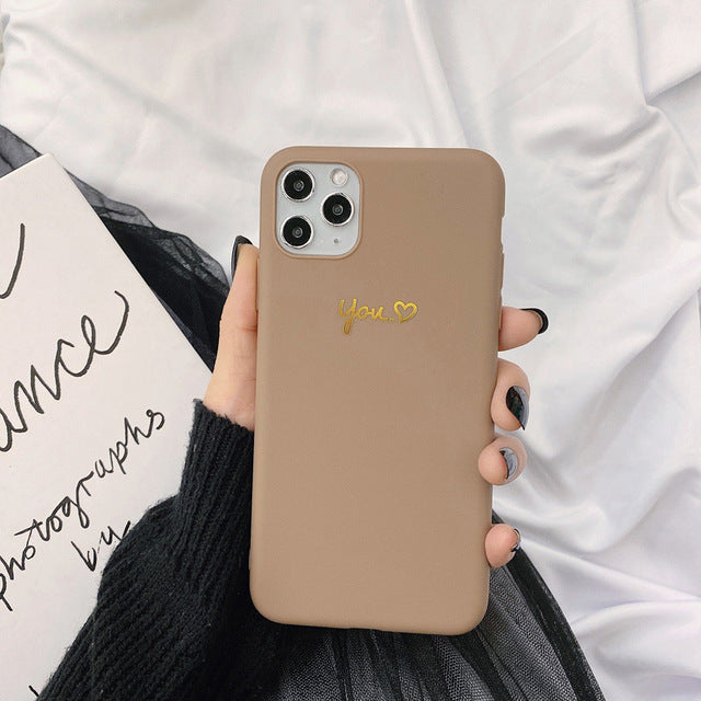 N1986N Phone Case For iPhone 11 Pro X XR XS Max 6 6s 7 8 Plus Fashion Cute Cartoon Gold Love Heart Soft TPU For iPhone 11 Cover