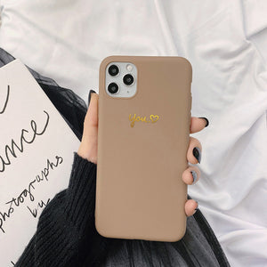 N1986N Phone Case For iPhone 11 Pro X XR XS Max 6 6s 7 8 Plus Fashion Cute Cartoon Gold Love Heart Soft TPU For iPhone 11 Cover