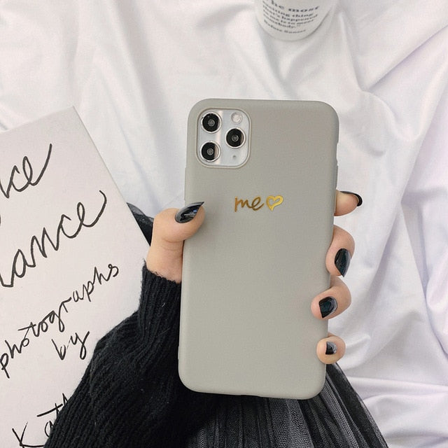 N1986N Phone Case For iPhone 11 Pro X XR XS Max 6 6s 7 8 Plus Fashion Cute Cartoon Gold Love Heart Soft TPU For iPhone 11 Cover