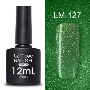LEMOOC 12ml Colorful Gel Nail Polish Shiny Glitter Sequins Soak Off Nails Painted UV LED Gel Nail Art Design Gel Varnish