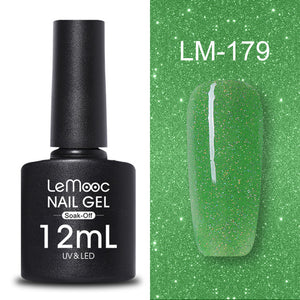 LEMOOC 12ml Colorful Gel Nail Polish Shiny Glitter Sequins Soak Off Nails Painted UV LED Gel Nail Art Design Gel Varnish