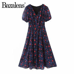 Bazaleas Holiday Short Sleeve Split midi dress