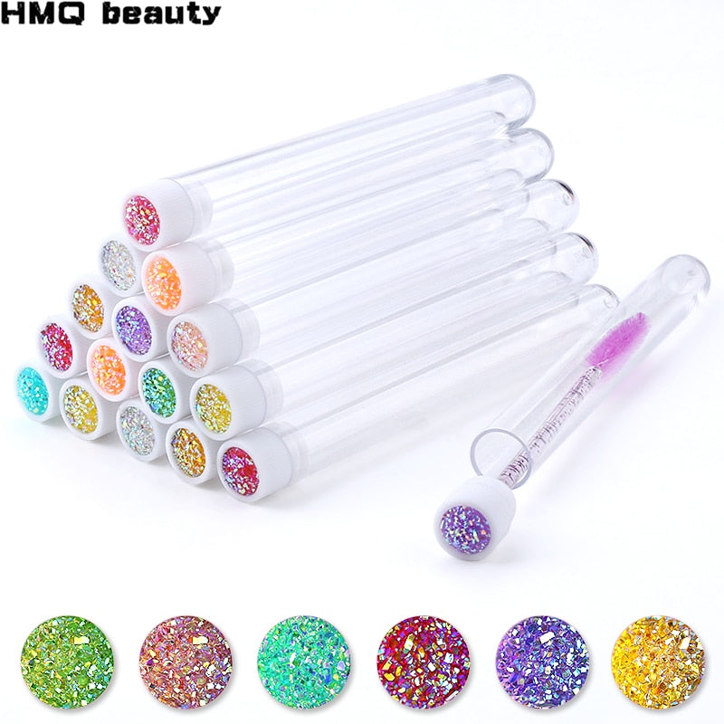Reusable eyebrow brush tube disposable eyelash brush eyebrow brush replaceable dust-proof Sparkling broken diamond at bottom
