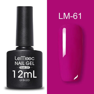 LEMOOC 12ml Colorful Gel Nail Polish Shiny Glitter Sequins Soak Off Nails Painted UV LED Gel Nail Art Design Gel Varnish