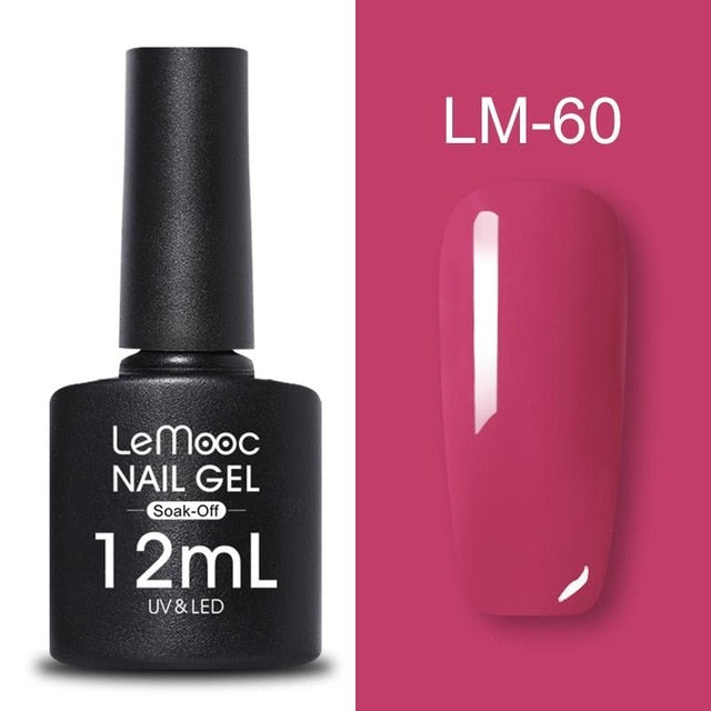 LEMOOC 12ml Colorful Gel Nail Polish Shiny Glitter Sequins Soak Off Nails Painted UV LED Gel Nail Art Design Gel Varnish
