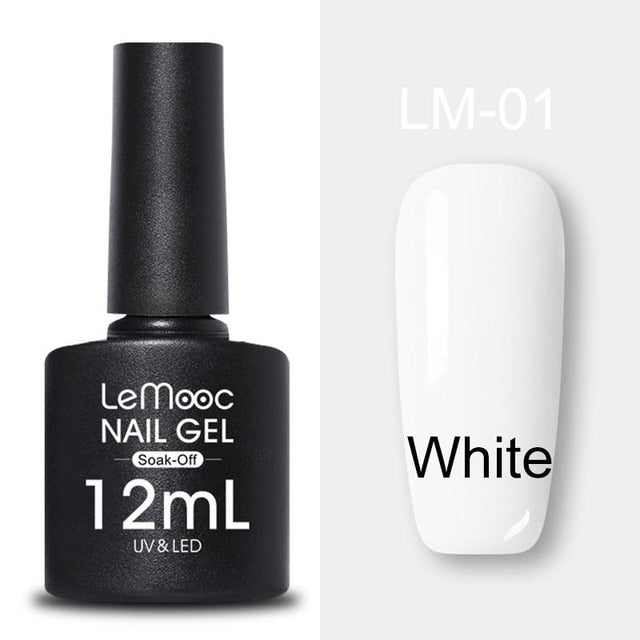 LEMOOC 12ml Colorful Gel Nail Polish Shiny Glitter Sequins Soak Off Nails Painted UV LED Gel Nail Art Design Gel Varnish