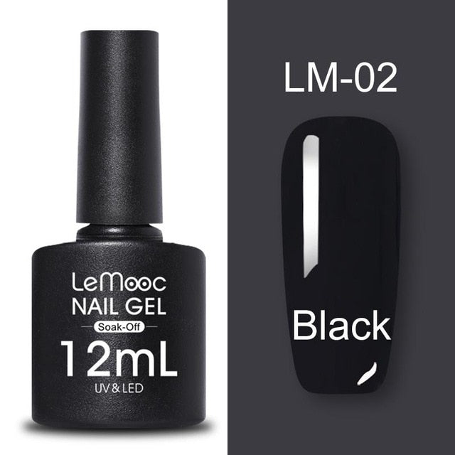 LEMOOC 12ml Colorful Gel Nail Polish Shiny Glitter Sequins Soak Off Nails Painted UV LED Gel Nail Art Design Gel Varnish