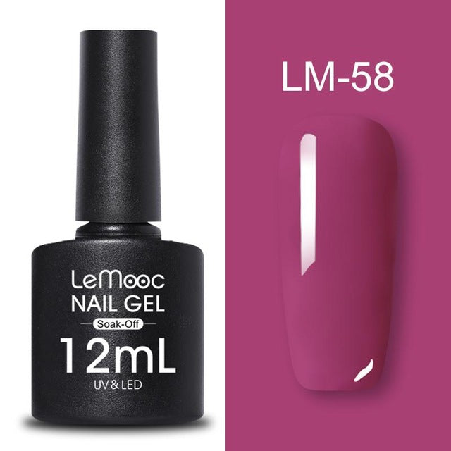 LEMOOC 12ml Colorful Gel Nail Polish Shiny Glitter Sequins Soak Off Nails Painted UV LED Gel Nail Art Design Gel Varnish