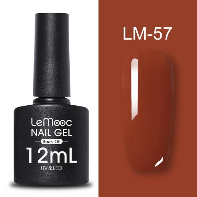 LEMOOC 12ml Colorful Gel Nail Polish Shiny Glitter Sequins Soak Off Nails Painted UV LED Gel Nail Art Design Gel Varnish