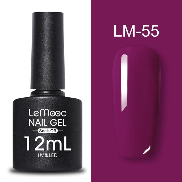 LEMOOC 12ml Colorful Gel Nail Polish Shiny Glitter Sequins Soak Off Nails Painted UV LED Gel Nail Art Design Gel Varnish