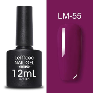LEMOOC 12ml Colorful Gel Nail Polish Shiny Glitter Sequins Soak Off Nails Painted UV LED Gel Nail Art Design Gel Varnish