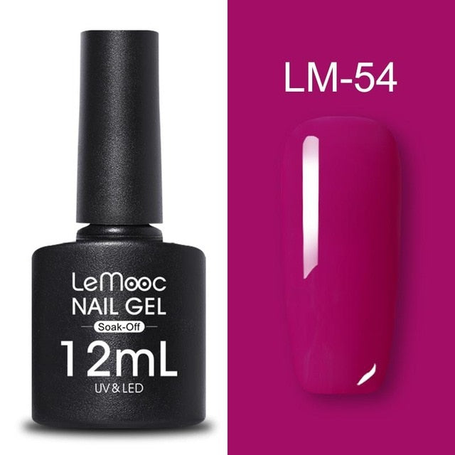 LEMOOC 12ml Colorful Gel Nail Polish Shiny Glitter Sequins Soak Off Nails Painted UV LED Gel Nail Art Design Gel Varnish