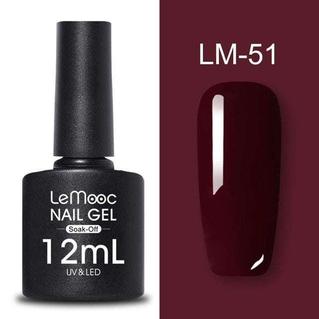 LEMOOC 12ml Colorful Gel Nail Polish Shiny Glitter Sequins Soak Off Nails Painted UV LED Gel Nail Art Design Gel Varnish