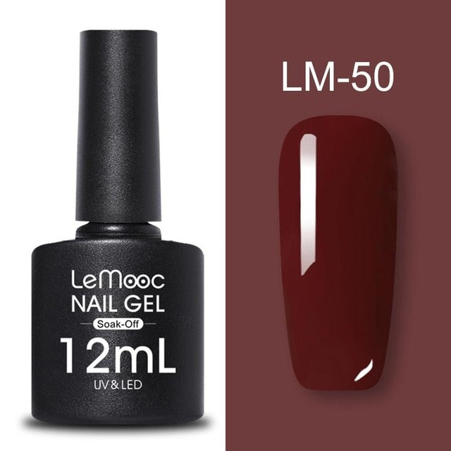 LEMOOC 12ml Colorful Gel Nail Polish Shiny Glitter Sequins Soak Off Nails Painted UV LED Gel Nail Art Design Gel Varnish