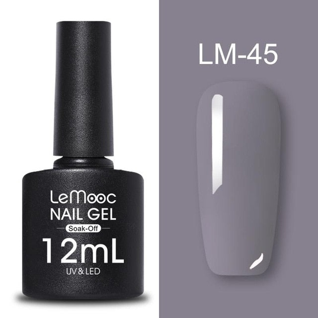 LEMOOC 12ml Colorful Gel Nail Polish Shiny Glitter Sequins Soak Off Nails Painted UV LED Gel Nail Art Design Gel Varnish