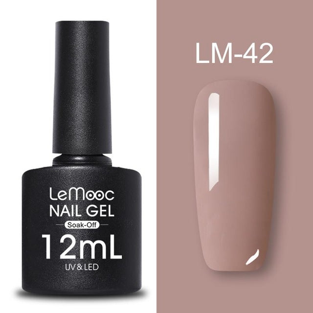 LEMOOC 12ml Colorful Gel Nail Polish Shiny Glitter Sequins Soak Off Nails Painted UV LED Gel Nail Art Design Gel Varnish