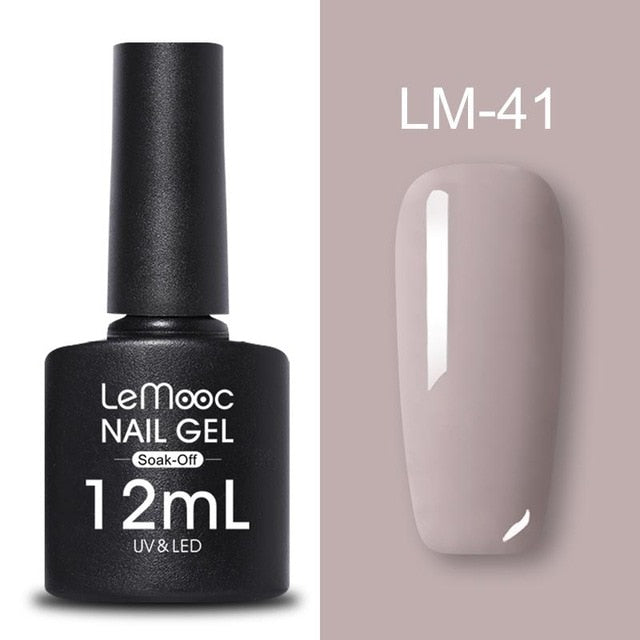 LEMOOC 12ml Colorful Gel Nail Polish Shiny Glitter Sequins Soak Off Nails Painted UV LED Gel Nail Art Design Gel Varnish