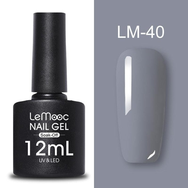 LEMOOC 12ml Colorful Gel Nail Polish Shiny Glitter Sequins Soak Off Nails Painted UV LED Gel Nail Art Design Gel Varnish