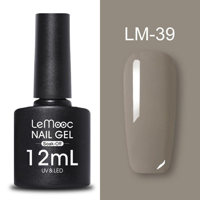 LEMOOC 12ml Colorful Gel Nail Polish Shiny Glitter Sequins Soak Off Nails Painted UV LED Gel Nail Art Design Gel Varnish