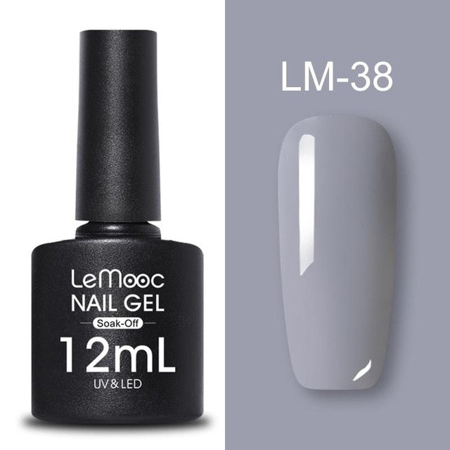 LEMOOC 12ml Colorful Gel Nail Polish Shiny Glitter Sequins Soak Off Nails Painted UV LED Gel Nail Art Design Gel Varnish