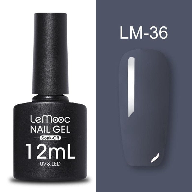 LEMOOC 12ml Colorful Gel Nail Polish Shiny Glitter Sequins Soak Off Nails Painted UV LED Gel Nail Art Design Gel Varnish