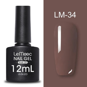 LEMOOC 12ml Colorful Gel Nail Polish Shiny Glitter Sequins Soak Off Nails Painted UV LED Gel Nail Art Design Gel Varnish