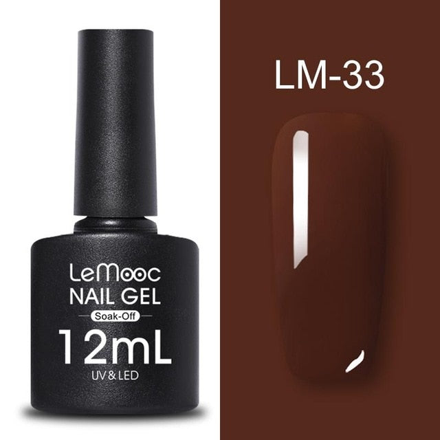 LEMOOC 12ml Colorful Gel Nail Polish Shiny Glitter Sequins Soak Off Nails Painted UV LED Gel Nail Art Design Gel Varnish
