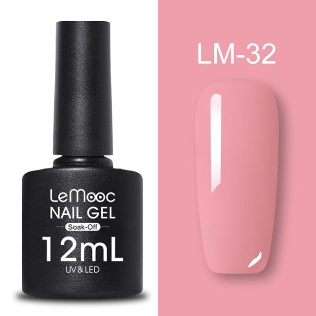 LEMOOC 12ml Colorful Gel Nail Polish Shiny Glitter Sequins Soak Off Nails Painted UV LED Gel Nail Art Design Gel Varnish