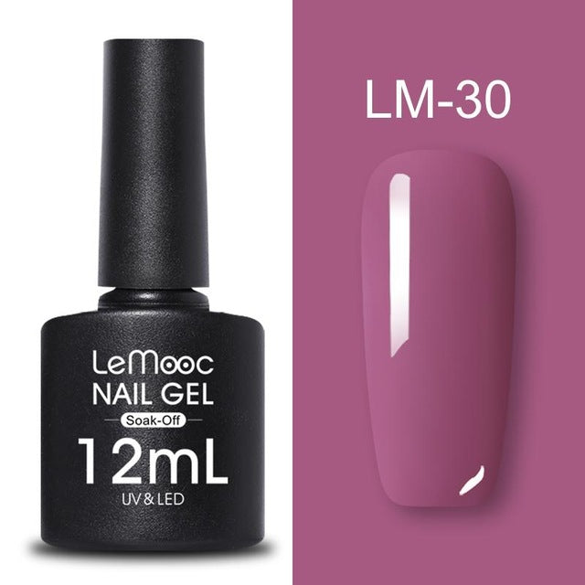 LEMOOC 12ml Colorful Gel Nail Polish Shiny Glitter Sequins Soak Off Nails Painted UV LED Gel Nail Art Design Gel Varnish