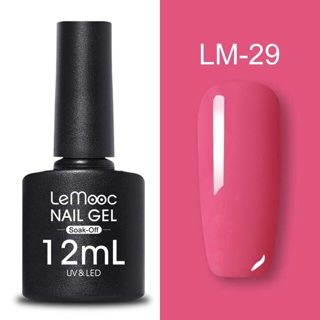 LEMOOC 12ml Colorful Gel Nail Polish Shiny Glitter Sequins Soak Off Nails Painted UV LED Gel Nail Art Design Gel Varnish