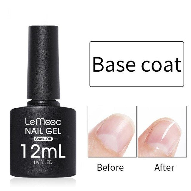 LEMOOC 12ml Colorful Gel Nail Polish Shiny Glitter Sequins Soak Off Nails Painted UV LED Gel Nail Art Design Gel Varnish