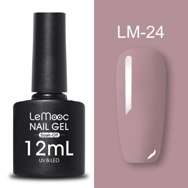 LEMOOC 12ml Colorful Gel Nail Polish Shiny Glitter Sequins Soak Off Nails Painted UV LED Gel Nail Art Design Gel Varnish