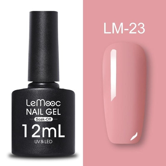LEMOOC 12ml Colorful Gel Nail Polish Shiny Glitter Sequins Soak Off Nails Painted UV LED Gel Nail Art Design Gel Varnish