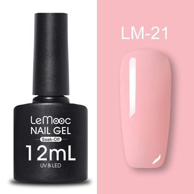 LEMOOC 12ml Colorful Gel Nail Polish Shiny Glitter Sequins Soak Off Nails Painted UV LED Gel Nail Art Design Gel Varnish
