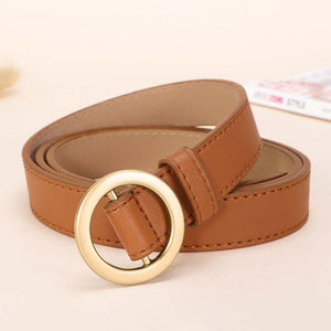 NO.ONEPAUL female deduction side gold buckle jeans wild belts for women fashion students simple New Circle Pin Buckles Belt