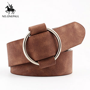 NO.ONEPAUL female deduction side gold buckle jeans wild belts for women fashion students simple New Circle Pin Buckles Belt