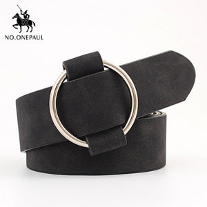 NO.ONEPAUL female deduction side gold buckle jeans wild belts for women fashion students simple New Circle Pin Buckles Belt